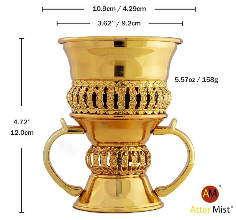 AM Regal Metal Incense Burner - Bakhoor Burner Mubkhara â€“ Frankincense Resin Burner - Ideal for Yoga, Spa & Aromatherapy (Gold) - Image 3